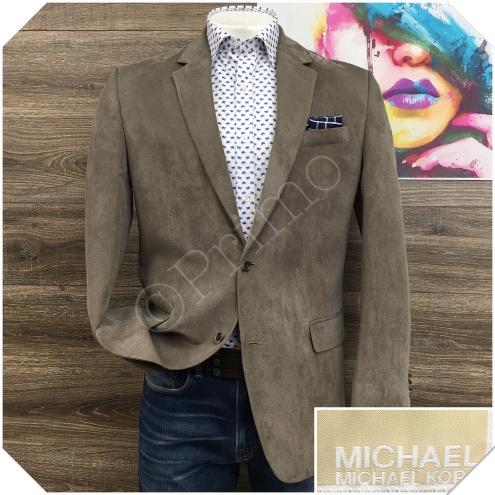 MICHAEL KORS Mens Blazer Sport Coat Casual‎ Jacket Size 42L Faux Corduroy Suit